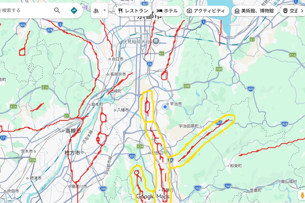 京都南部・大阪北部周辺を確認する拡大図