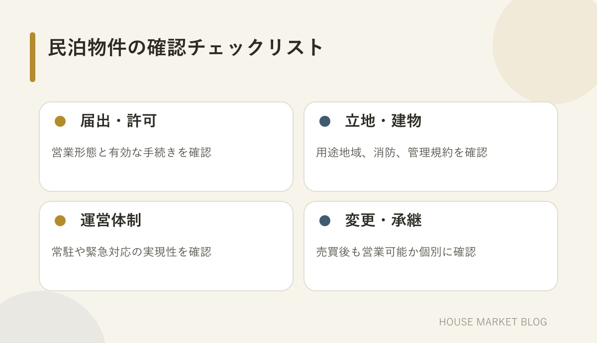 民泊規制の厳格化に備えて確認する4項目のチェックリスト